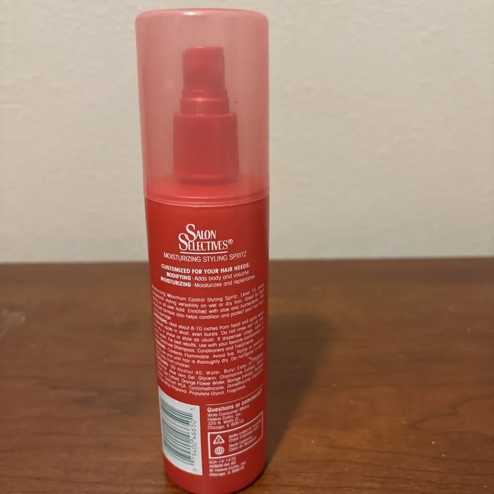 Salon Selectives Styling Spritz 15 Max Hold Moisturizing Non-Aerosol 8 oz NOS